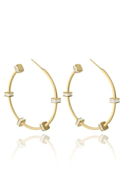 Liza Schwartz Bridget Cz Station Hoop Earrings In Gray