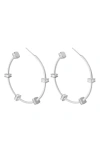 Liza Schwartz Bridget Cz Station Hoop Earrings In Silver