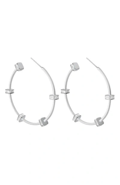 Liza Schwartz Bridget Cz Station Hoop Earrings In Green