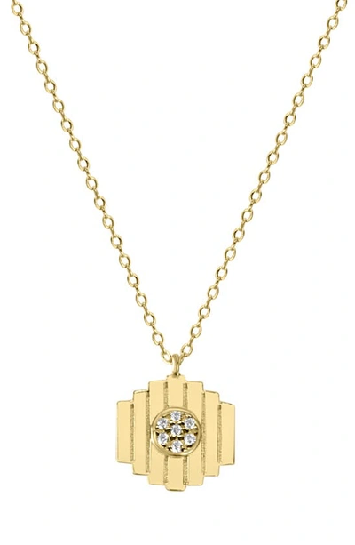 Liza Schwartz Cz Pave Pillar Pendant Necklace In Gold