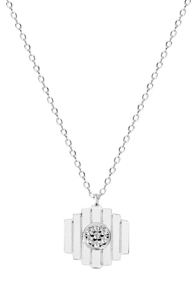 Liza Schwartz Cz Pave Pillar Pendant Necklace In Metallic