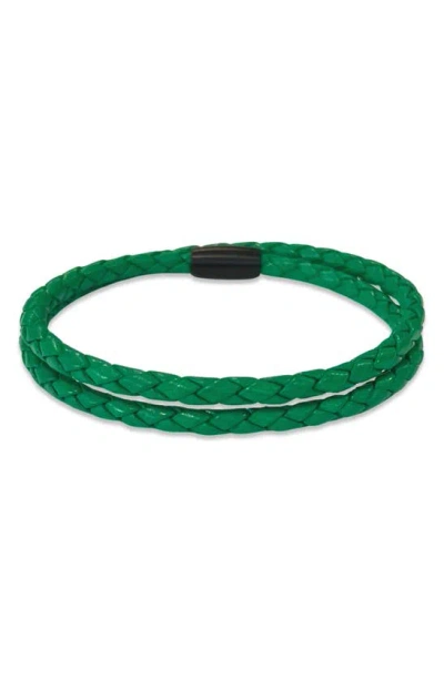 Liza Schwartz Mens' Braided Leather Wrap Bracelet In Green