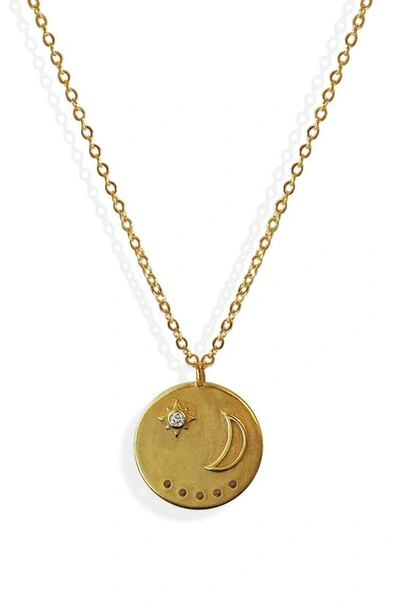Liza Schwartz Moonlight Cz Coin Pendant Necklace In Gold