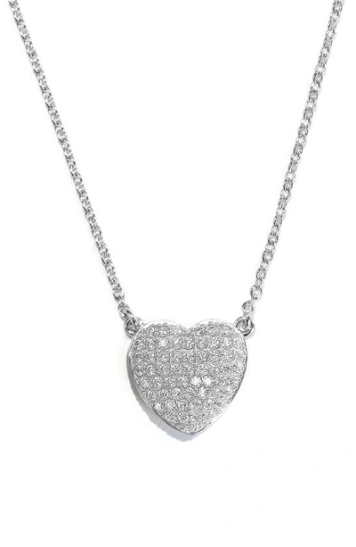 Liza Schwartz Sterling Silver Cz Pavé Heart Necklace In Metallic