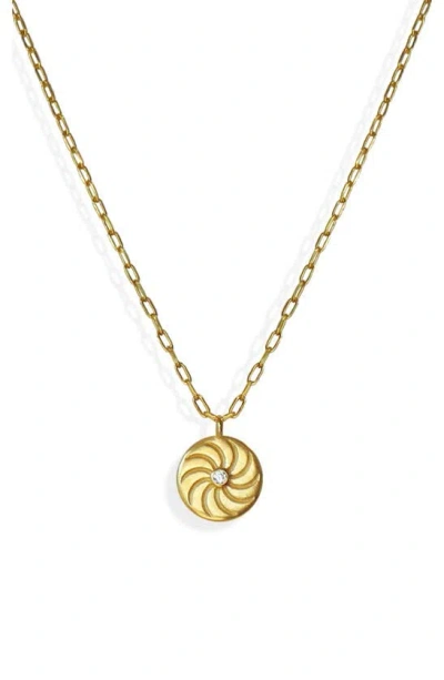 Liza Schwartz Sunrays Cz Coin Pendant Necklace In Gold