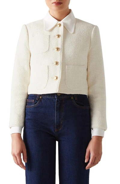 Lk Bennett Alexa Tweed Jacket In Cream