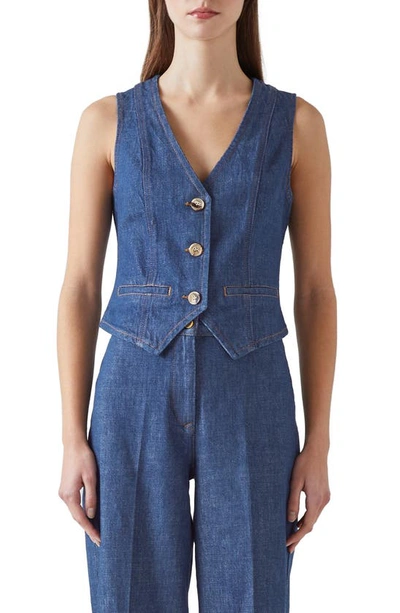 Lk Bennett Ami Denim Waistcoat In Indigo