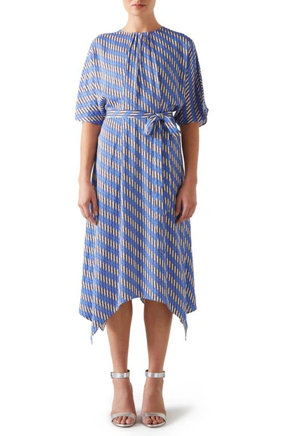 Lk Bennett Anni Geo Print Handkerchief Hem Dress In Blue