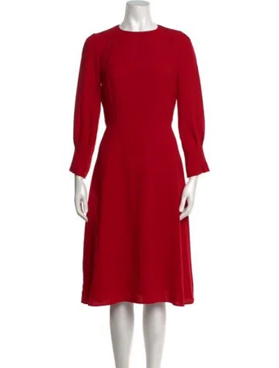 Pre-owned Lk Bennett Crew Neck Midi Length Dress In Red