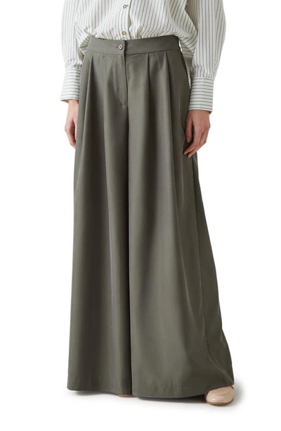 Lk Bennett Isla Wide Leg Pants In Khaki