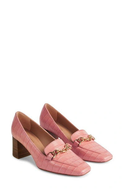 Lk Bennett Johanna Trim Block Heel Loafer Pump In Peach