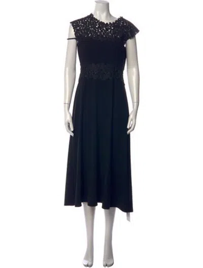 Pre-owned Lk Bennett Lace Pattern Midi Length Dress In Black/blue