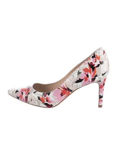 Pre-owned Lk Bennett Leather Floral Print Pumps In White