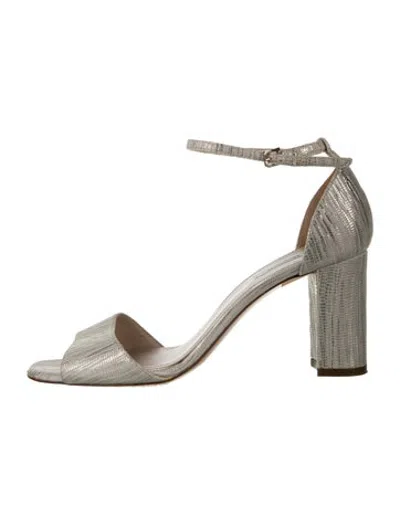 Pre-owned Lk Bennett Leather Patterned Sandals In Metallic/neutrals/silver
