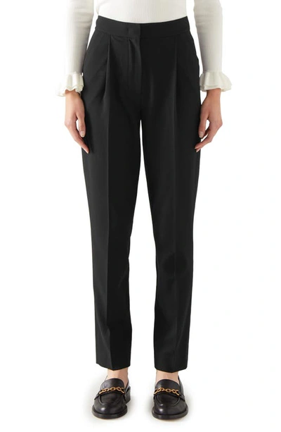 Lk Bennett Lilly Pleated Tapered Crepe Pants In Black