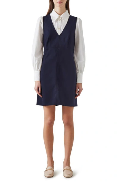 Lk Bennett Mariner Pinafore Dress In Navy