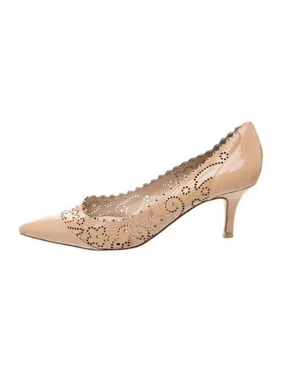 Pre-owned Lk Bennett Patent Leather Lace Pattern Pumps In Neutrals