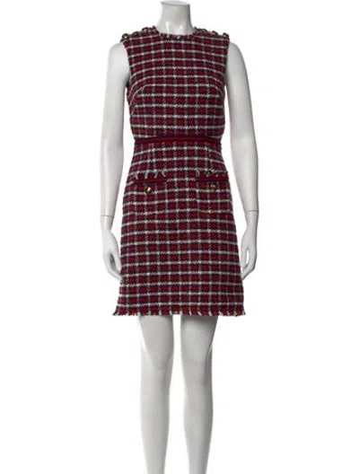 Pre-owned Lk Bennett Plaid Print Mini Dress W/ Tags In Red