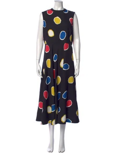 Pre-owned Lk Bennett Polka Dot Print Long Dress In Black