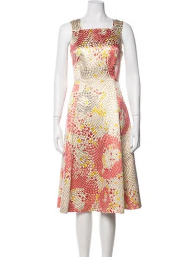 Pre-owned Lk Bennett Printed Midi Length Dress In Metallic/pink