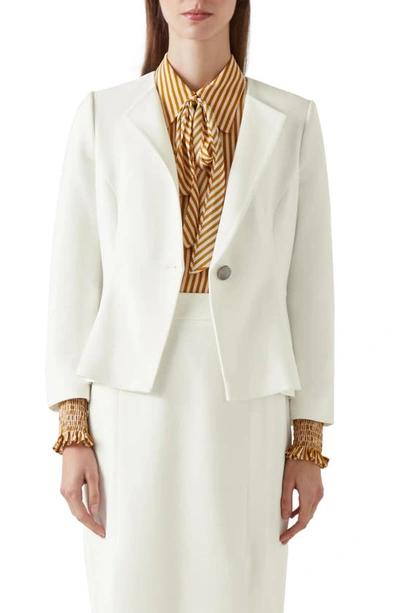 Lk Bennett Sky Crepe Peplum Jacket In Ivory