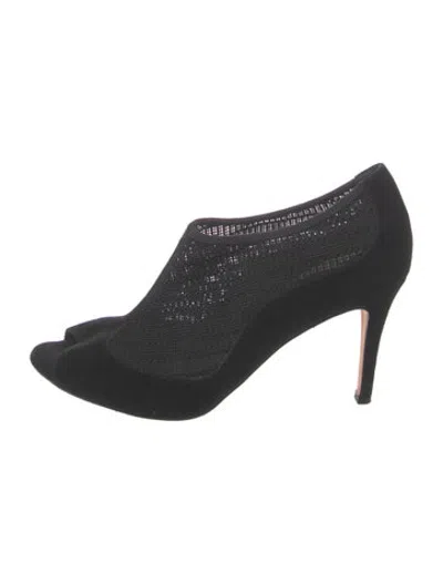 Pre-owned Lk Bennett Suede Mesh Accents Pumps In Black