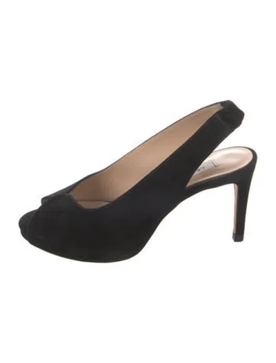Pre-owned Lk Bennett Suede Slingback Sandals In Black