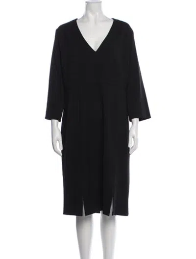 Pre-owned Lk Bennett V-neck Knee-length Dress In Black