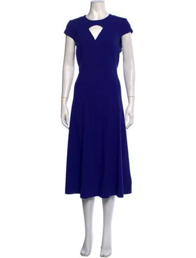 Pre-owned Lk Bennett V-neck Midi Length Dress W/ Tags In Blue
