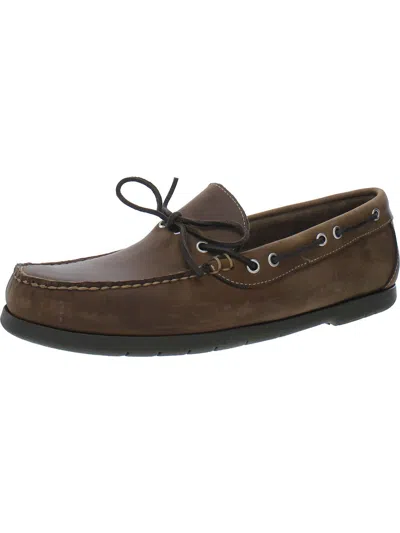 Ll Bean Camp Mocs Mens Leather Slip On Boat Shoes In Brown