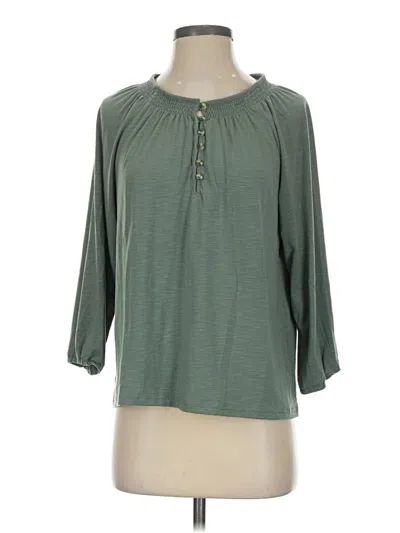 Pre-owned L.l.bean Long Sleeve Henley Shirt In Green