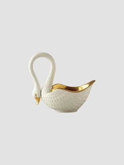 L'objet White Porcelain Serving Bowl Swan