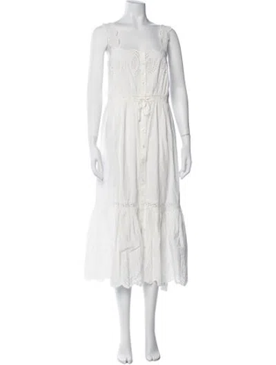 Pre-owned Loeffler Randall Lace Pattern Midi Length Dress In White