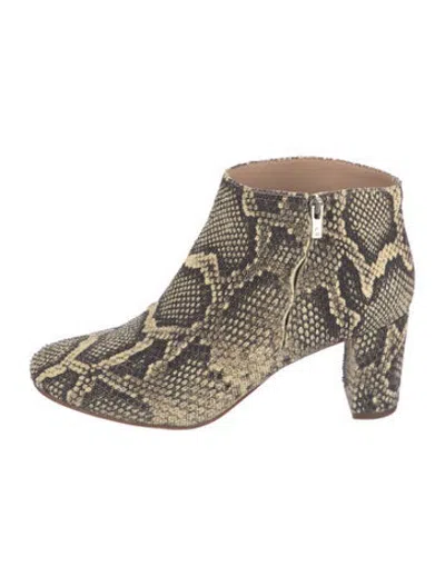 Pre-owned Loeffler Randall Leather Animal Print Boots In Neutrals