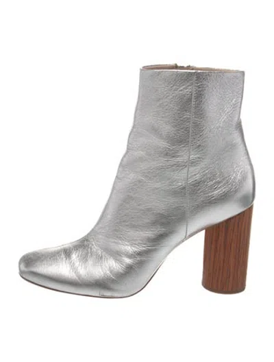 Pre-owned Loeffler Randall Leather Boots In Metallic/silver