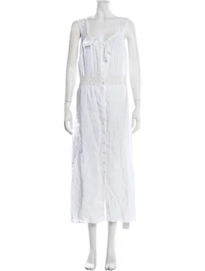 Pre-owned Loeffler Randall Linen Midi Length Dress W/ Tags In White