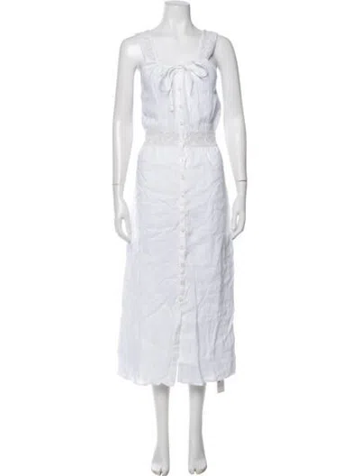Pre-owned Loeffler Randall Linen Midi Length Dress In White