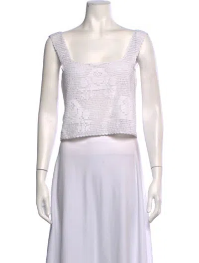 Pre-owned Loeffler Randall Patterned Square Neckline Crop Top W/ Tags In Neutrals