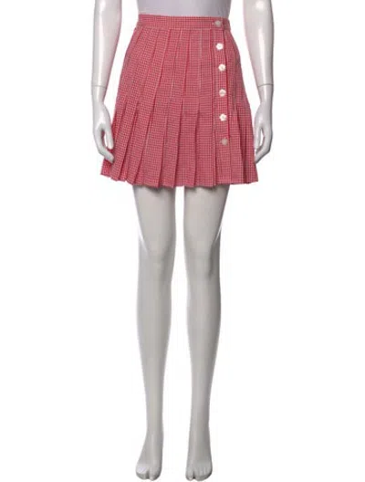 Pre-owned Loeffler Randall Plaid Print Mini Skirt In Pink