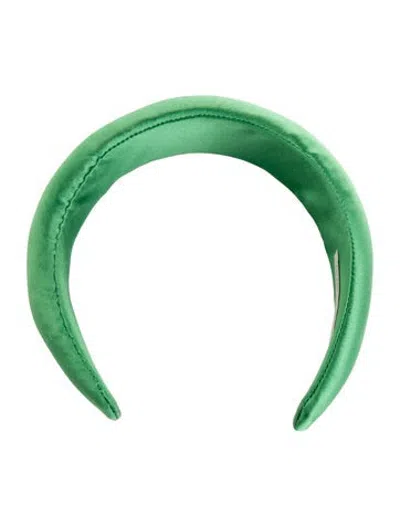 Pre-owned Loeffler Randall Solid Satin Headband In Green