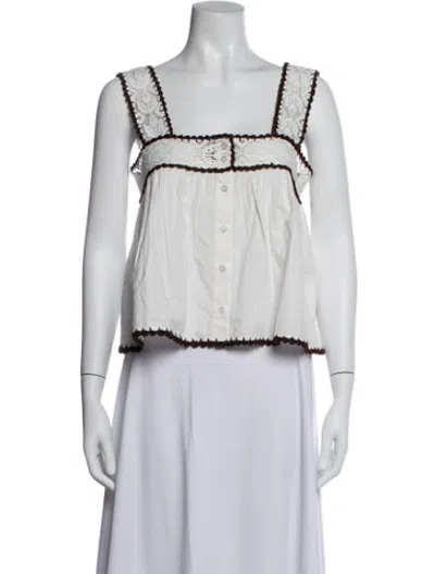 Pre-owned Loeffler Randall Square Neckline Sleeveless Top W/ Tags In White