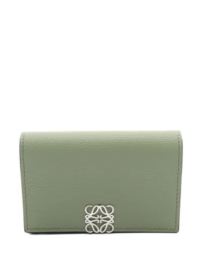 Pre-owned Loewe 2010s Anagram Business Card Holder In Green