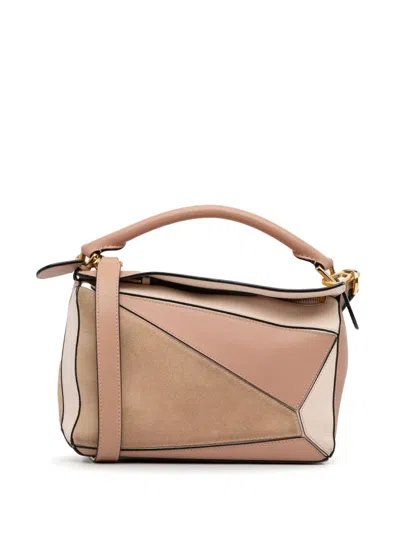 Pre-owned Loewe 2020-2023 Small Tricolor Puzzle Bag Satchel In Brown