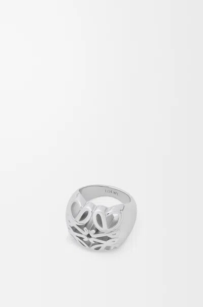 Loewe Anagram Bombé Signet Ring In Sterling Silver Size:13 For Woman