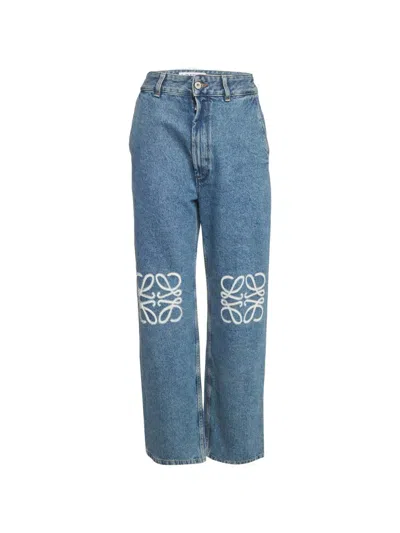 Pre-owned Loewe Anagram Cut-out Jeans In Blue