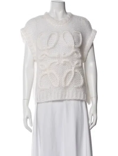 Pre-owned Loewe Anagram Mohair Sweater W/ Tags In Neutrals