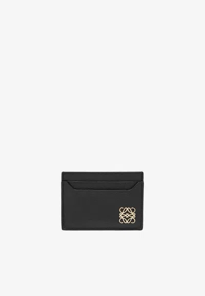 Loewe Anagram Pebbled Leather Cardholder In Black