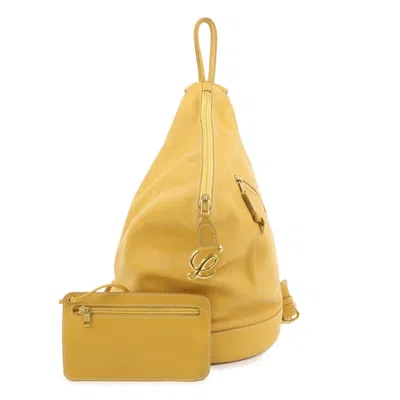 Pre-owned Loewe Anton Leather Yellow Leather Backpack Bag ()