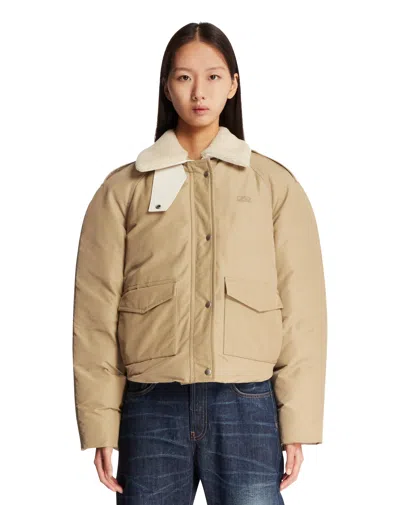 Loewe Beige Technical Cotton Down Jacket In Neutral