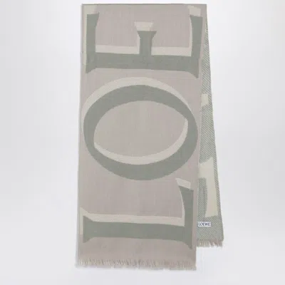 Loewe Beige Wool And Cashmere Scarf In Gray